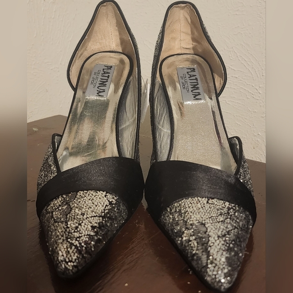 Shoes - Platinum by JRoe Silver Shimmer Glitter Heels